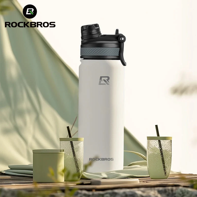 ROCKBROS Thermos Water Bottle 500ml 1000ml Non Slip Stainless Steel