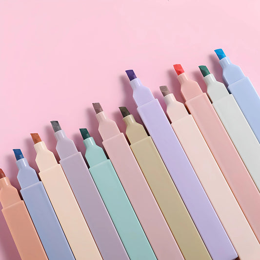 Highlighters Cute Pastel Pens 12 Colors No Bleed with Soft Tip