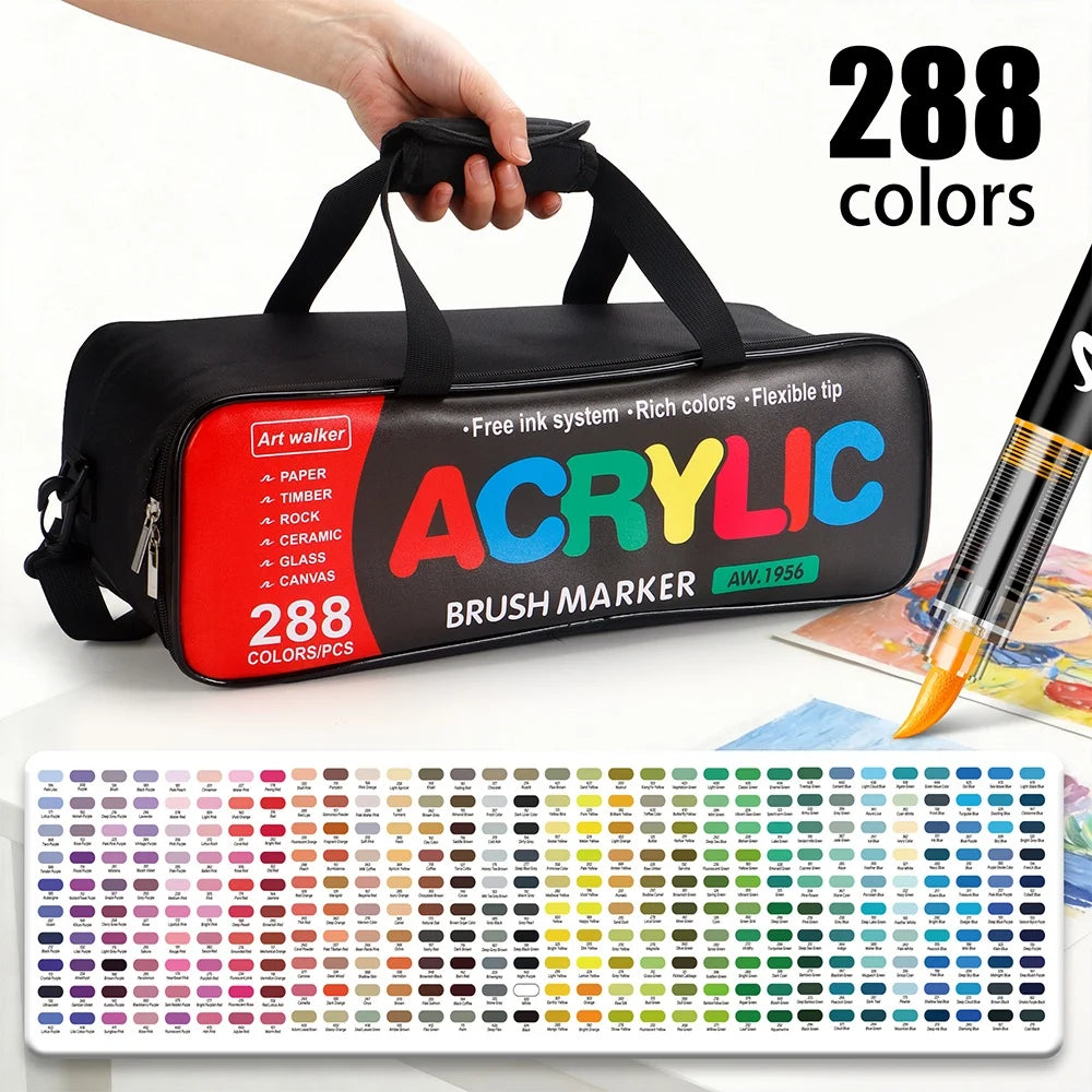 288/366Colors Straight Liquid Acrylic Markers, Portable Hard Case