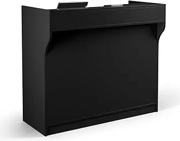 Free-Standing Black Melamine Register Stand, with Adjustable Shelves