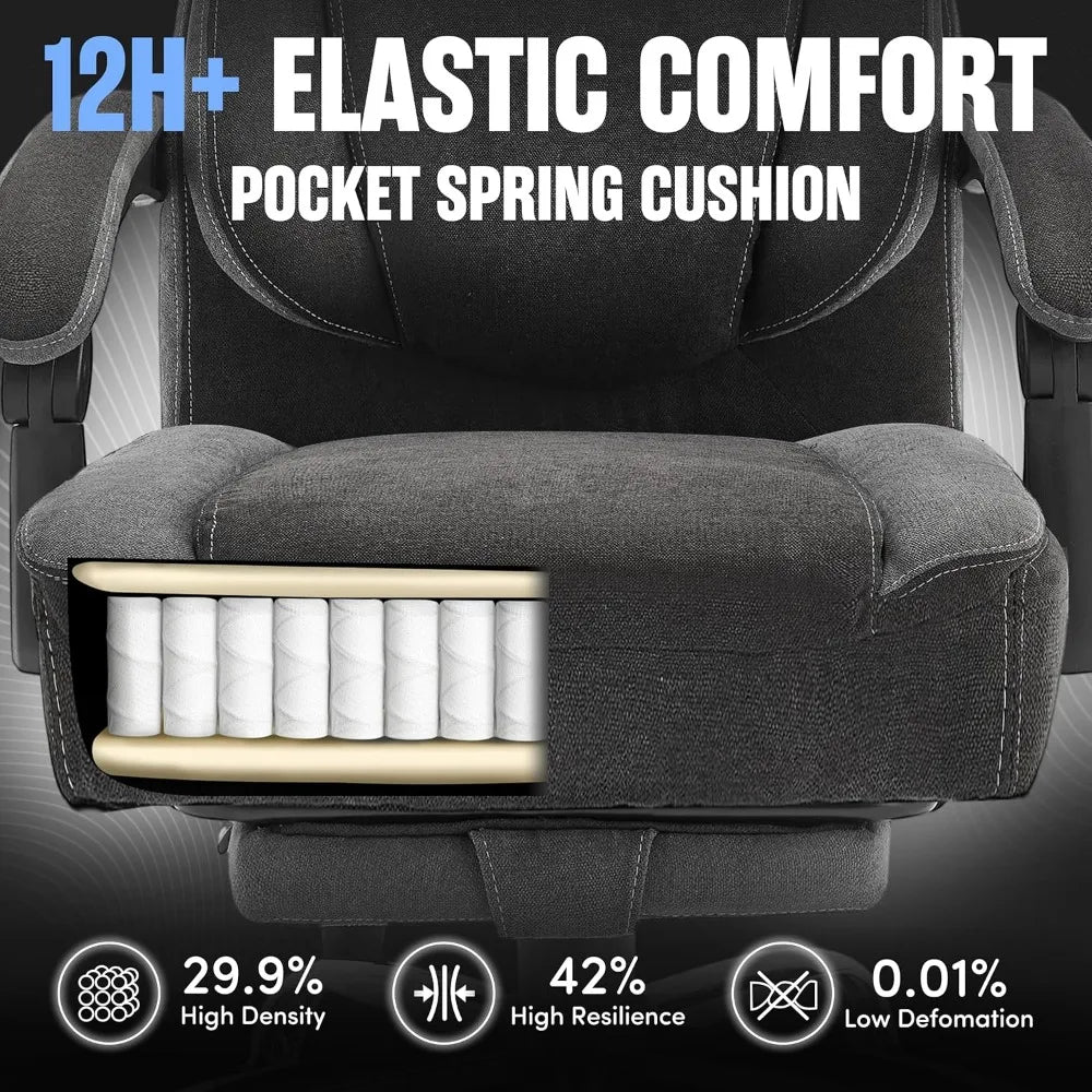 Massage Office Chair with Footrest,6-Point Vibration & Heat, 500LBS