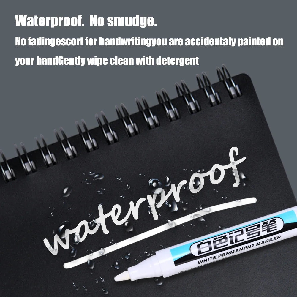 5/1Pcs Oily White Marker Pen Permanent, 0.7mm 1mm 2.5mm