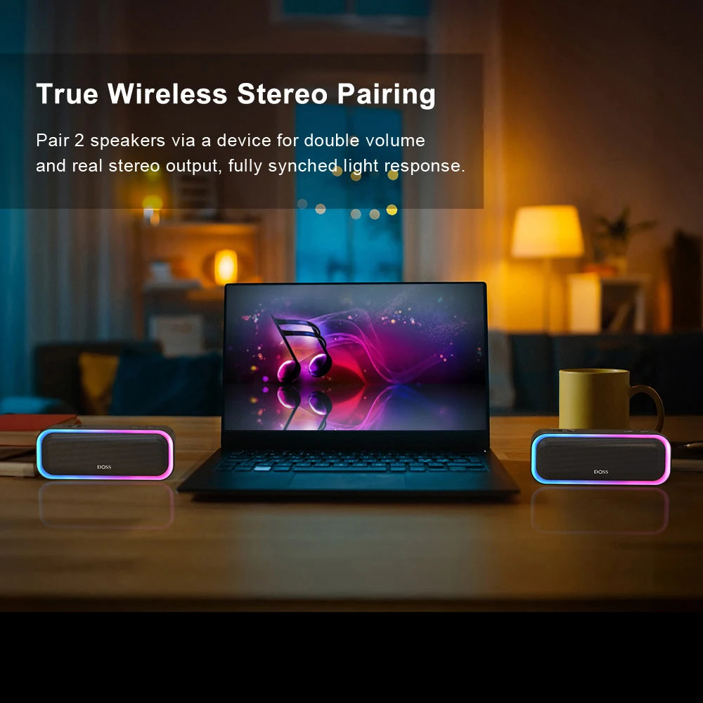DOSS Bluetooth 5.0 Speaker Powerful 20W Stereo Sound Extra Bass Wireless