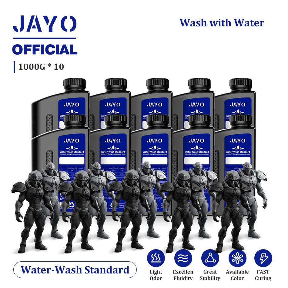 JAYO Water Wash  405nm UV Resin 10kg ABS Like 3D Printer Resin 405nm UV Standard Rapid Photopolymer Resin for LCD/DLP/SLA