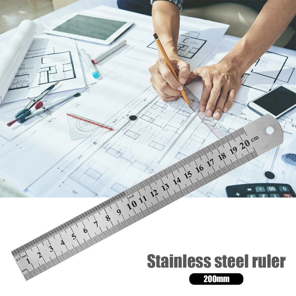 15cm/20cm/30cm/40cm/50cm Metal Ruler Stainless Steel Straight Ruler
