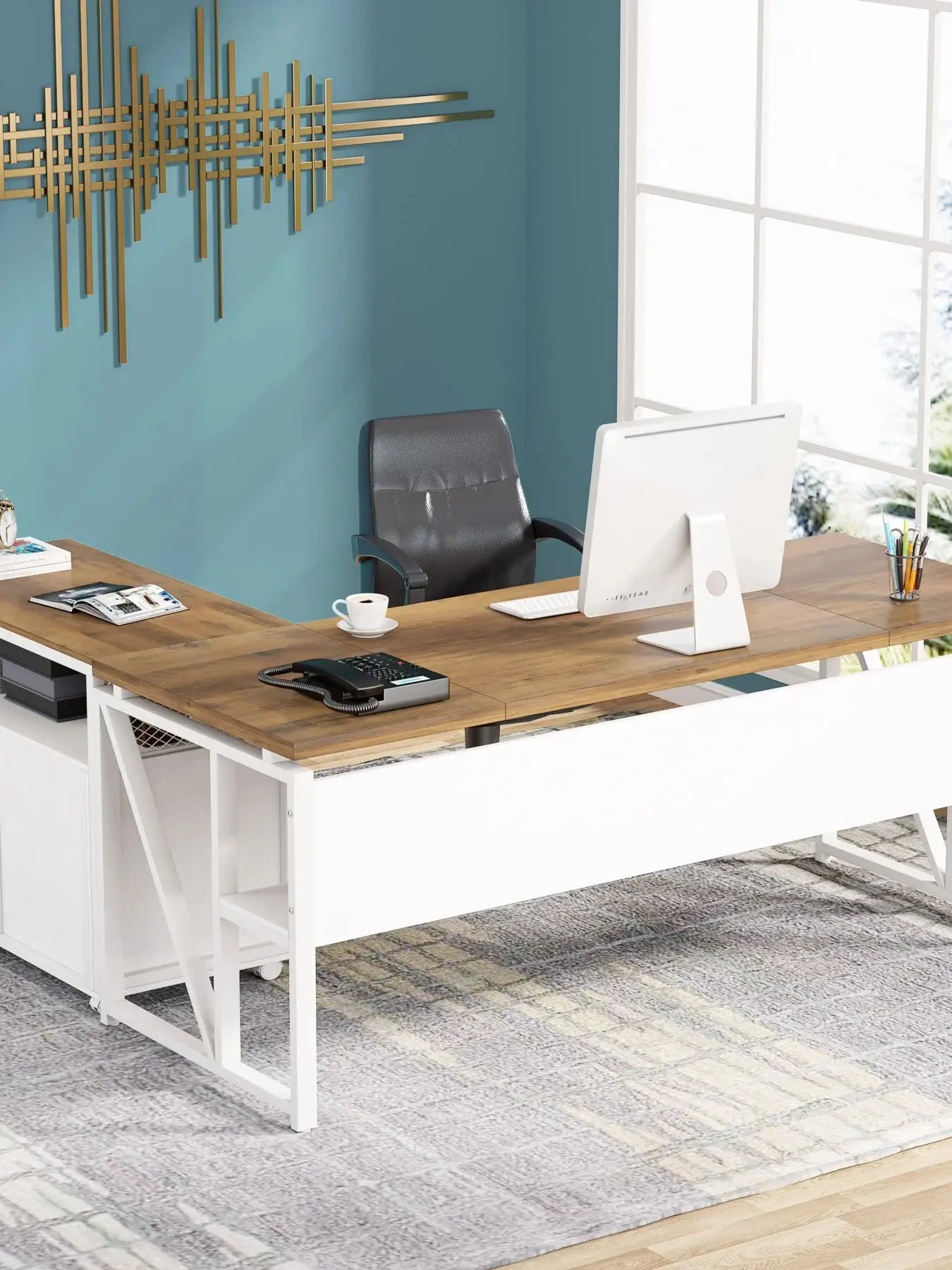 Tribesigns 63 inches Computer Desk with Bottom Storage Shelf