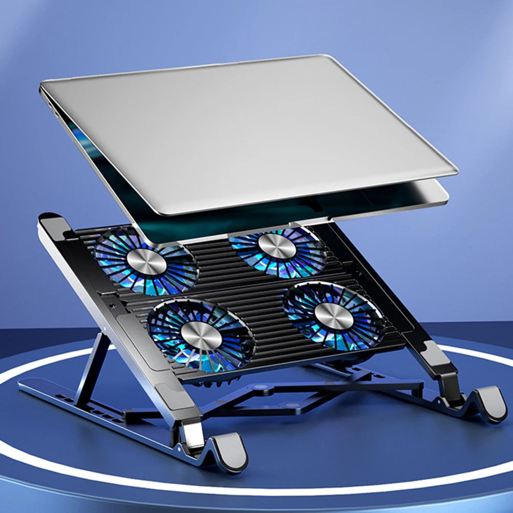 Laptop Cooling Pad with 2/4 Fans Foldable Notebook Stand RGB
