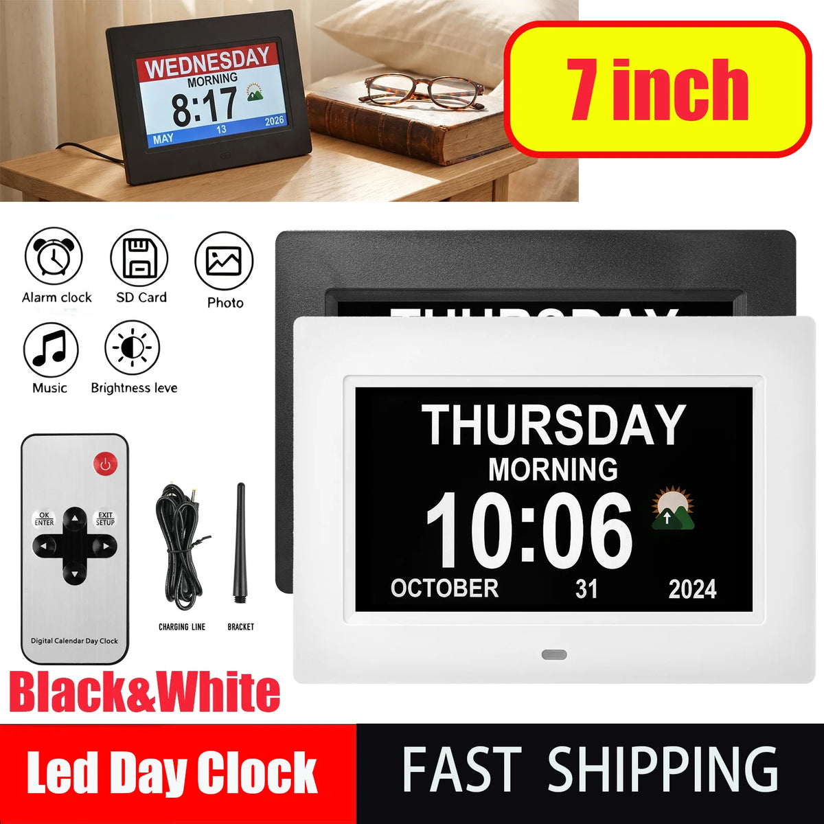 Clocks for Seniors, Digital Clock with Day and Date