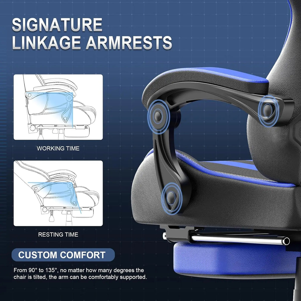 Gaming Chair with Footrest, Adjustable with Pillow, Racing Style