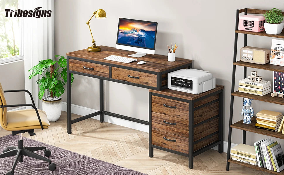 Tribesigns Computer Desk with 5 Drawers, Home Office Desks