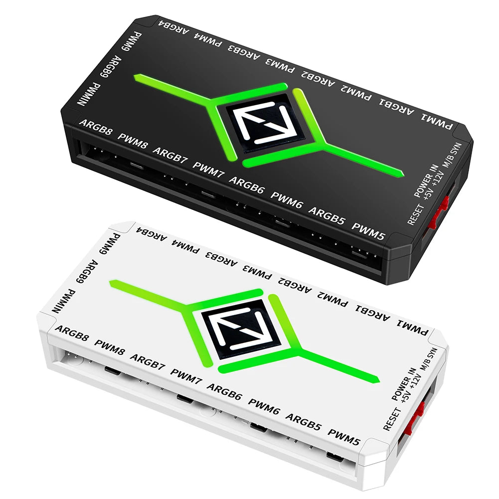 1 To 9 3 in 1 5V 3 Pin ARGB Controller Cooling Fan for PC