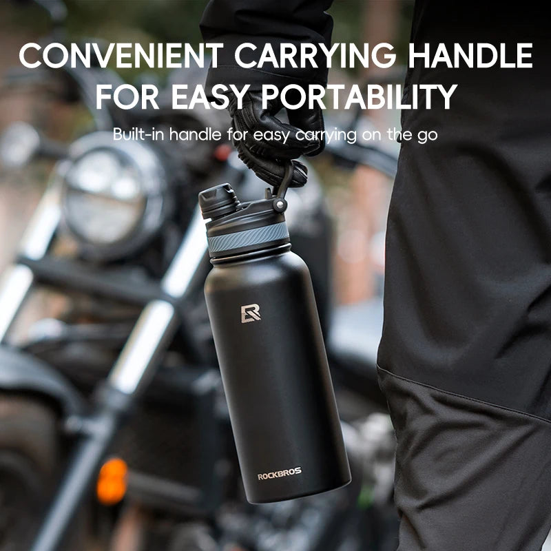 ROCKBROS Thermos Water Bottle 500ml 1000ml Non Slip Stainless Steel