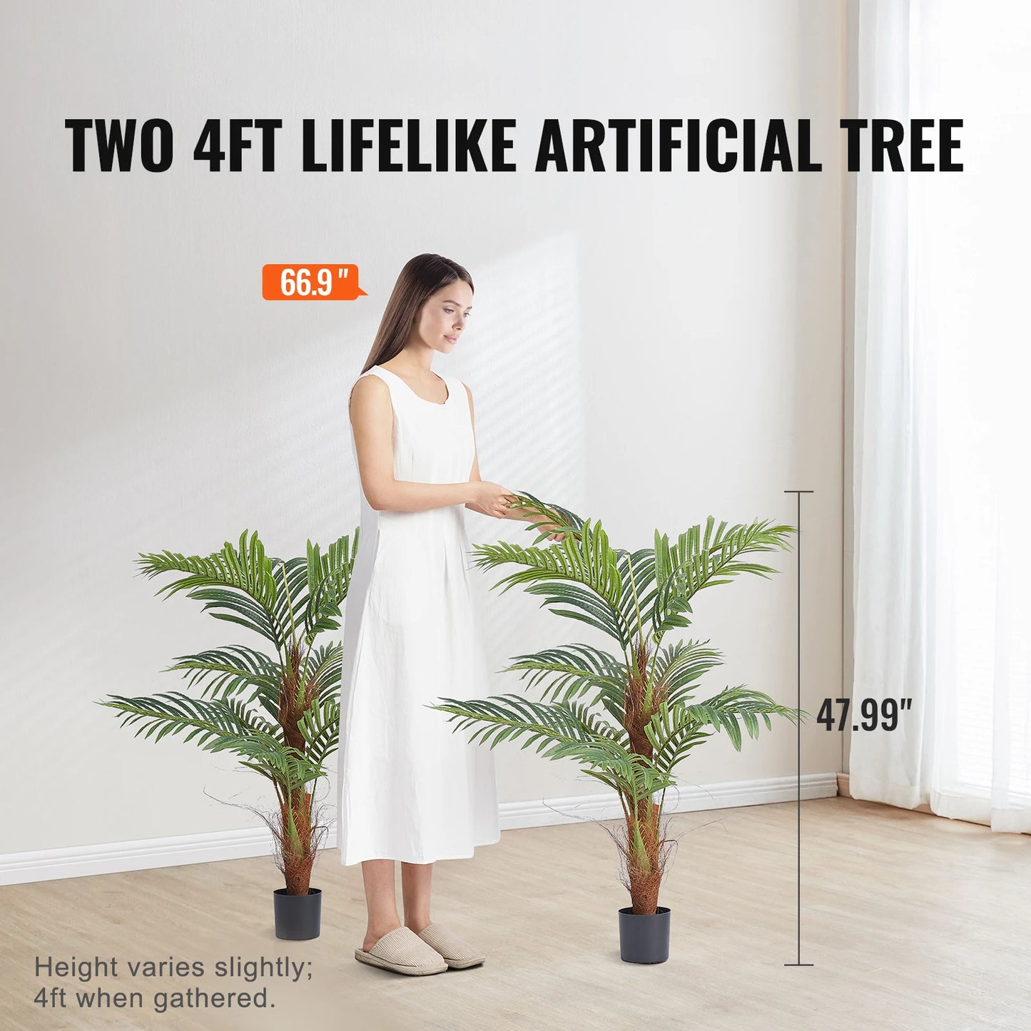 SucceBuy Artificial Palm Tree 4/5/6 FT Faux Plant