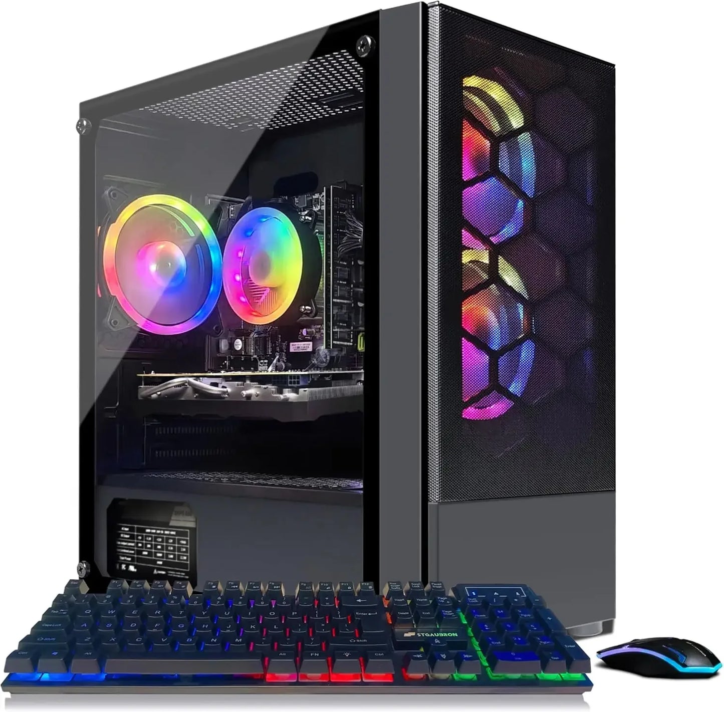 POPULAR Gaming PC Desktop, Intel 10th Gen G5905 3.5G, Radeon RX 580