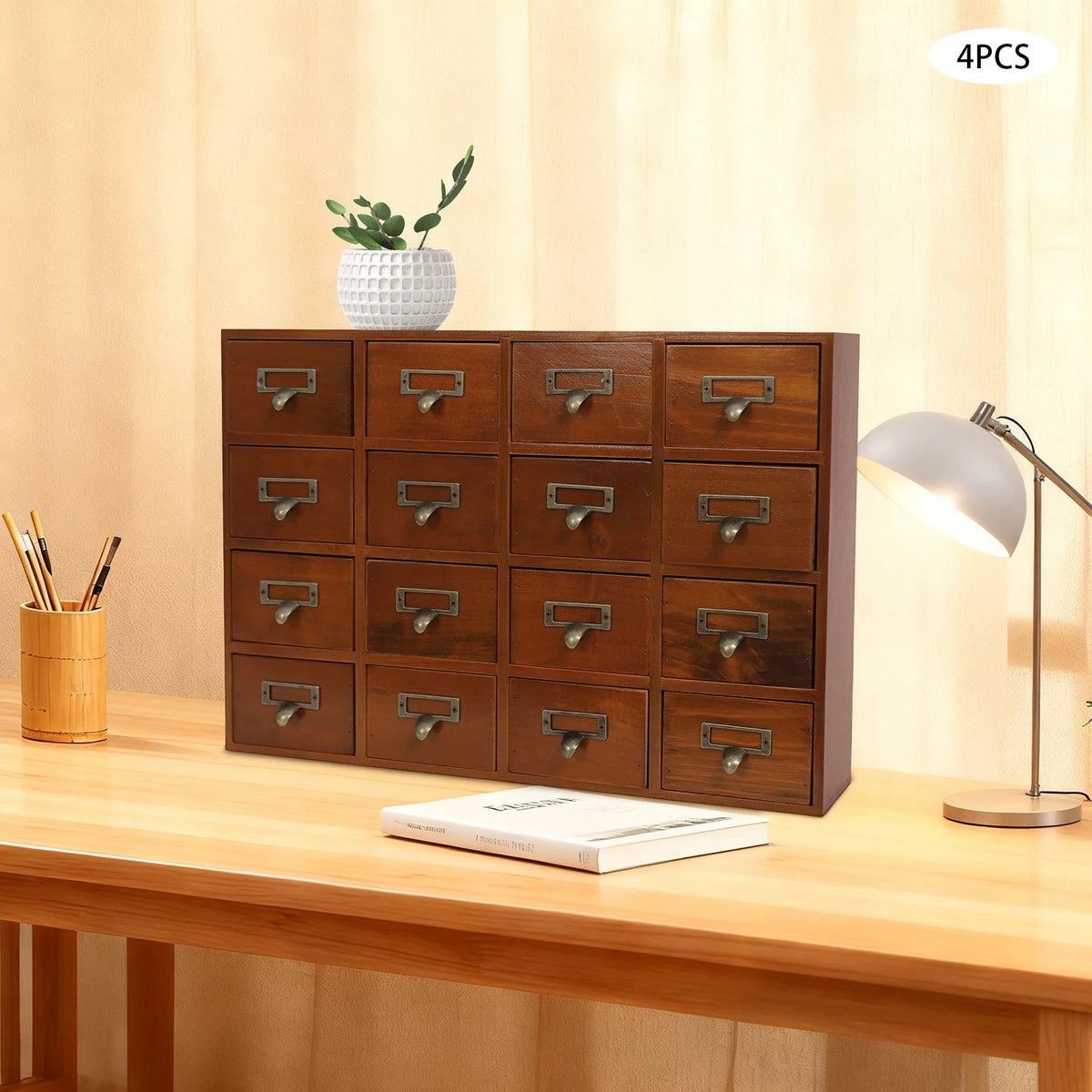 Drawer Wooden Storage Box 64 Drawers Compact Organize Cabinet 4 Units