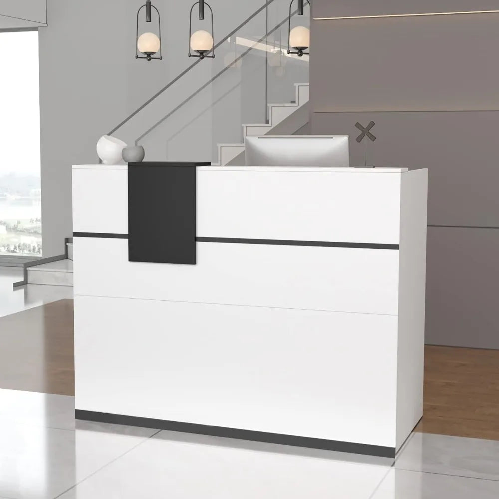 Reception Counter Desk with Adjustable Shelf & Lockable Drawers