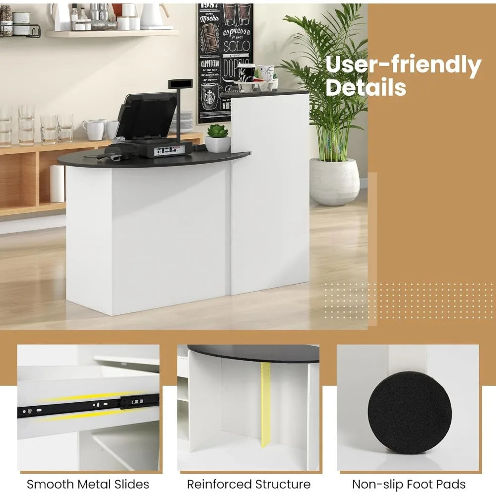 Reception Desk, 54" Large Retail Checkout Counter with Lockable Drawer