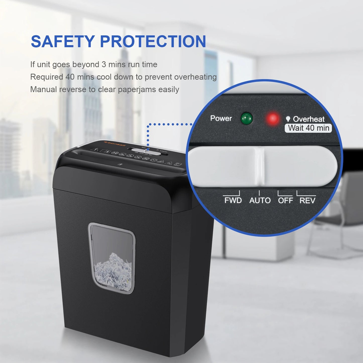 Bonsaii 6-Sheet Cross Cut Paper Shredder Home Office Use
