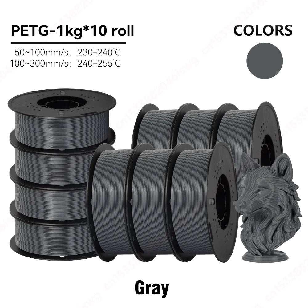 KINGROON 22LBS PETG filament 3D Printer Filament 5/10 Rolls 1KG