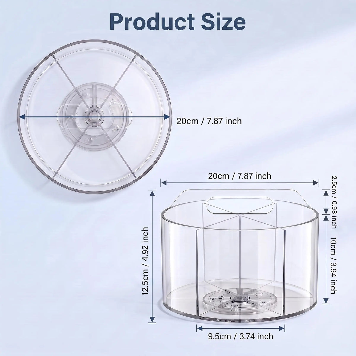 Spinning Acrylic Desk Pen Holder 360 Degree With 6 Compartments And Handle
