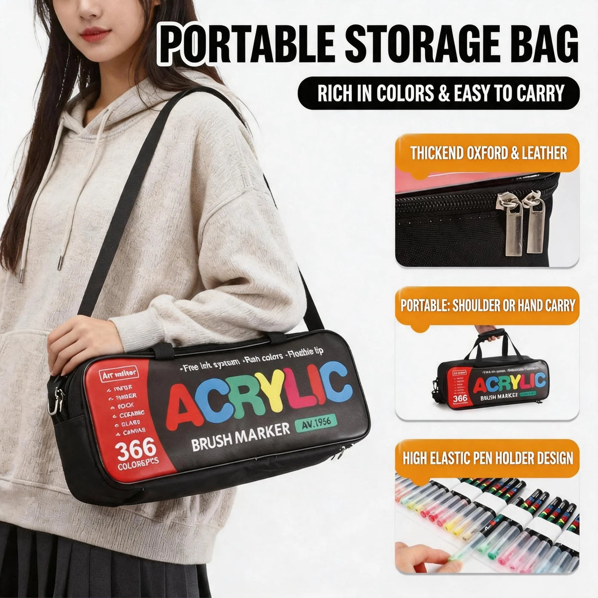 288/366Colors Straight Liquid Acrylic Markers, Portable Hard Case