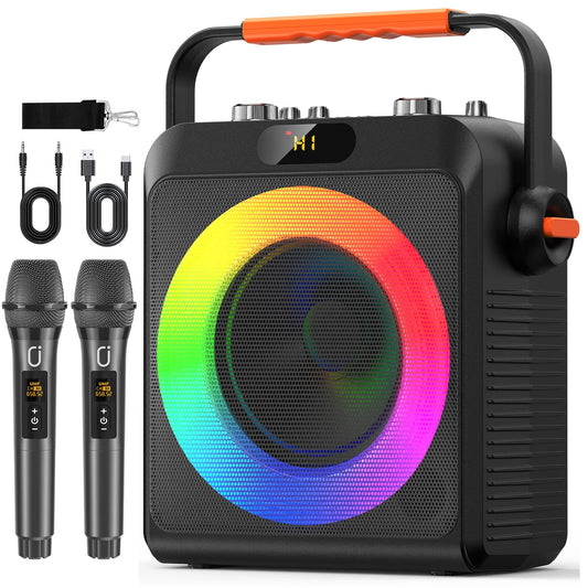 2 Wireless Microphones T19-T Karaoke Machine, Wireless Speaker PA System
