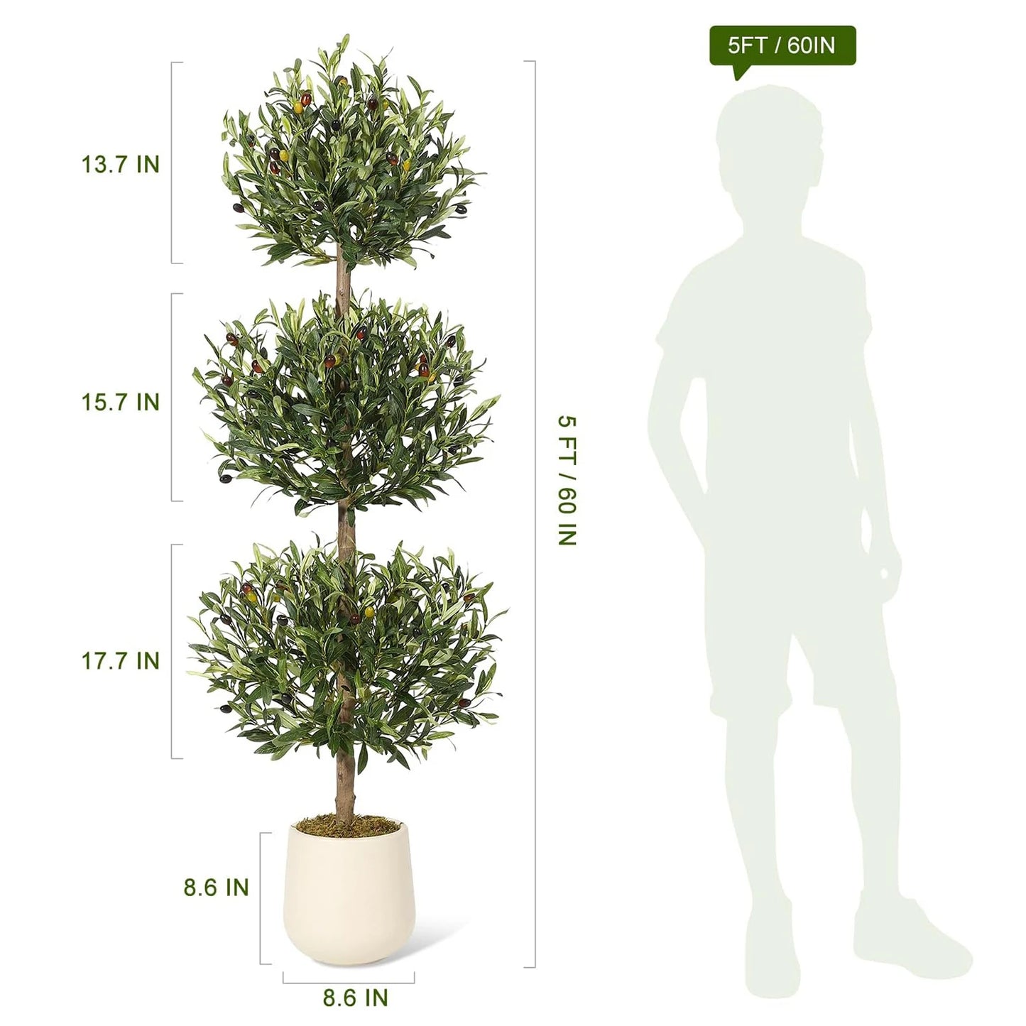 Artificial Olive Tree 5FT Tall for Home Office Decor