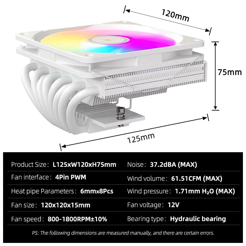 TE-75 ARGB CPU Cooler, 75mm Low Profile , 5V 3Pin Addressable RGB