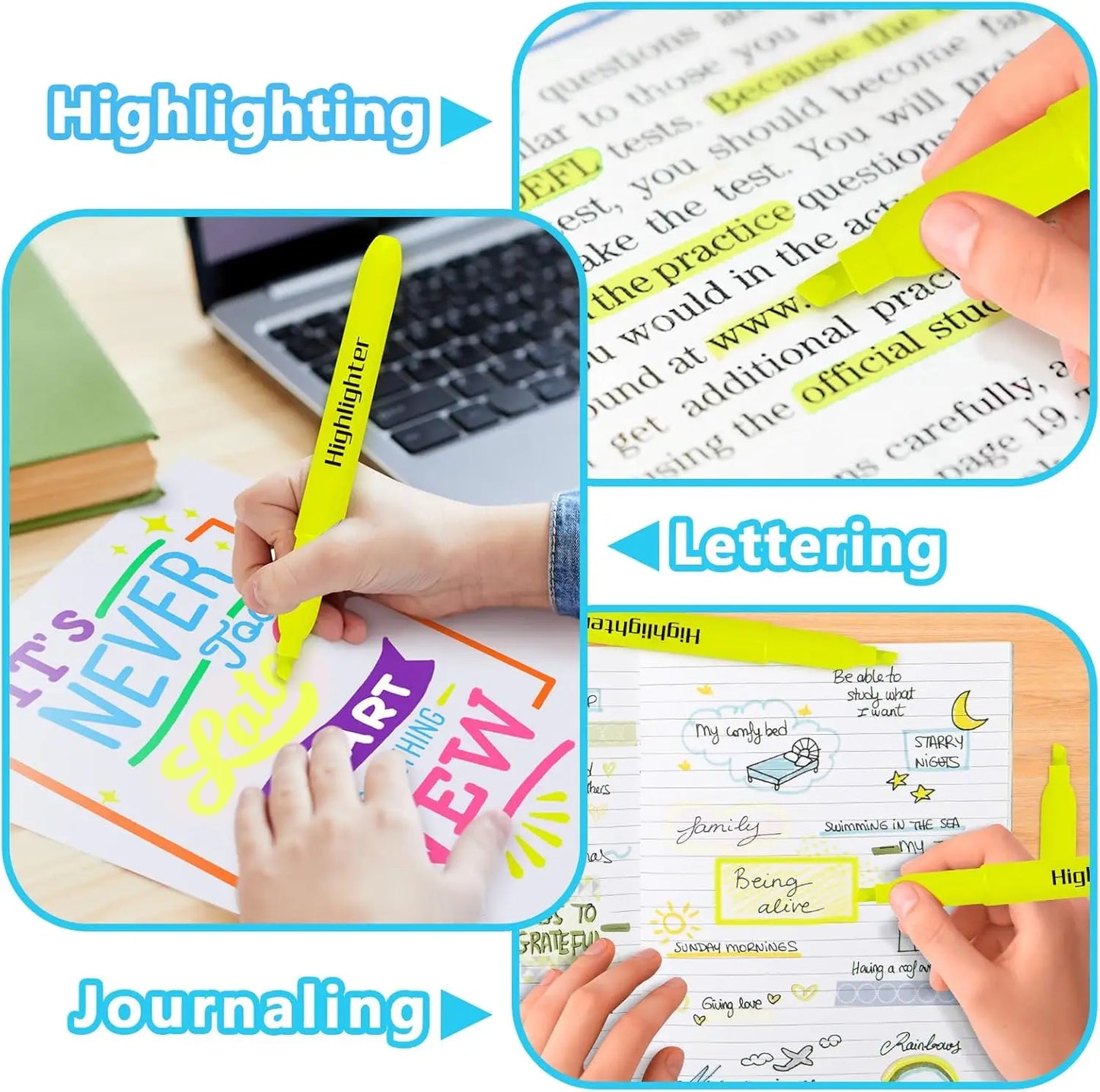 Quick-Dry No Bleed Highlighters Bulk - 30 Yellow Markers