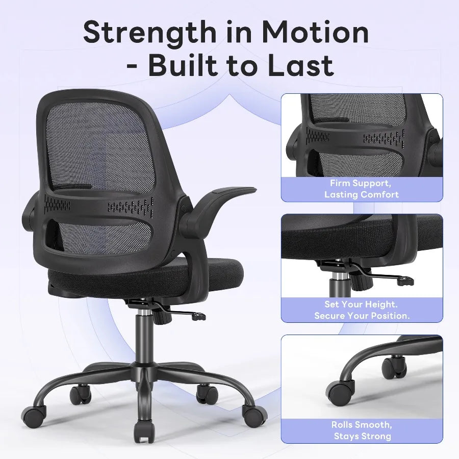 TMV Ergonomic Mesh Office Chair with Lumbar Support & Wheels