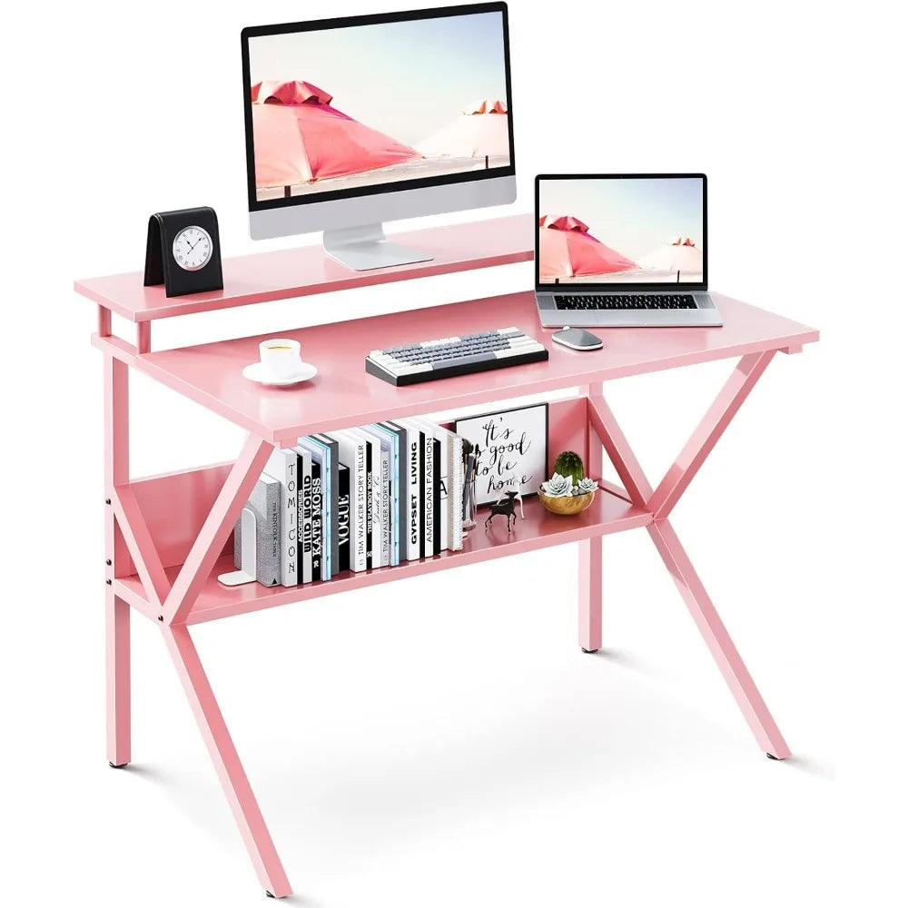 Casaottima 40 Inch White L Shaped Desk, 4 Drawers Reversible