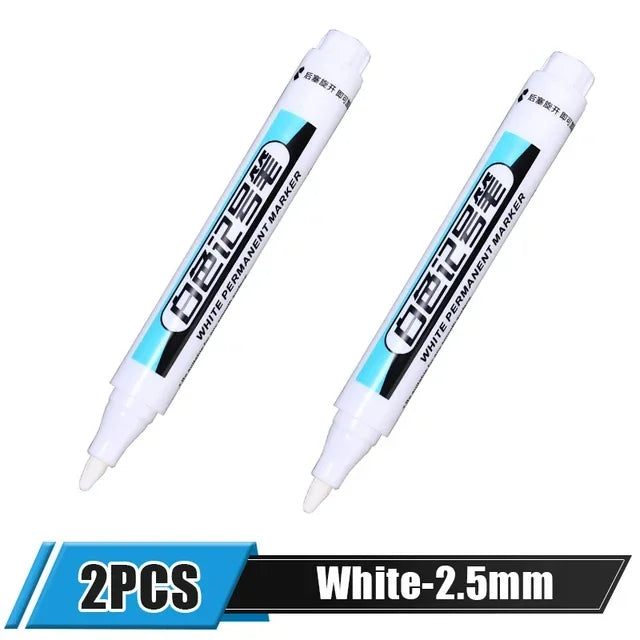 5/1Pcs Oily White Marker Pen Permanent, 0.7mm 1mm 2.5mm