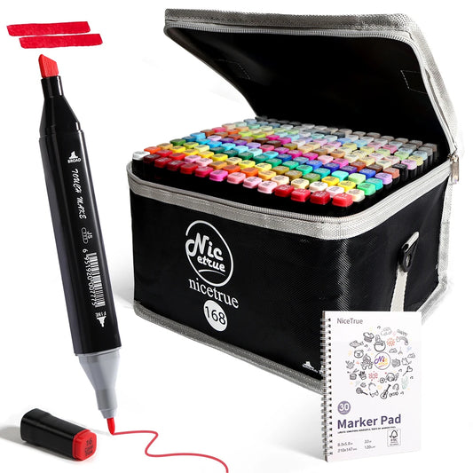Nicetrue 24-168 Colors Alcohol Markers Set Vibrant High-Pigment