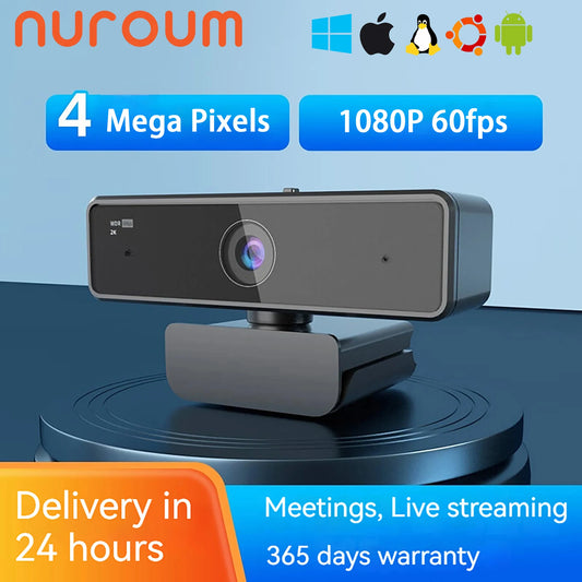 V11 2K Webcam for PC, 1080P 60FPS FHD 90° Web Camera