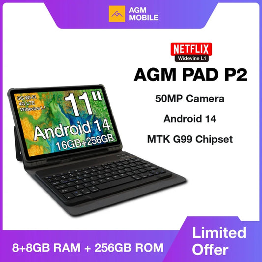 Tablet AGM PAD P2 8GB+256GB 11“ FHD Display 50MP Camera 7850MAh Battery