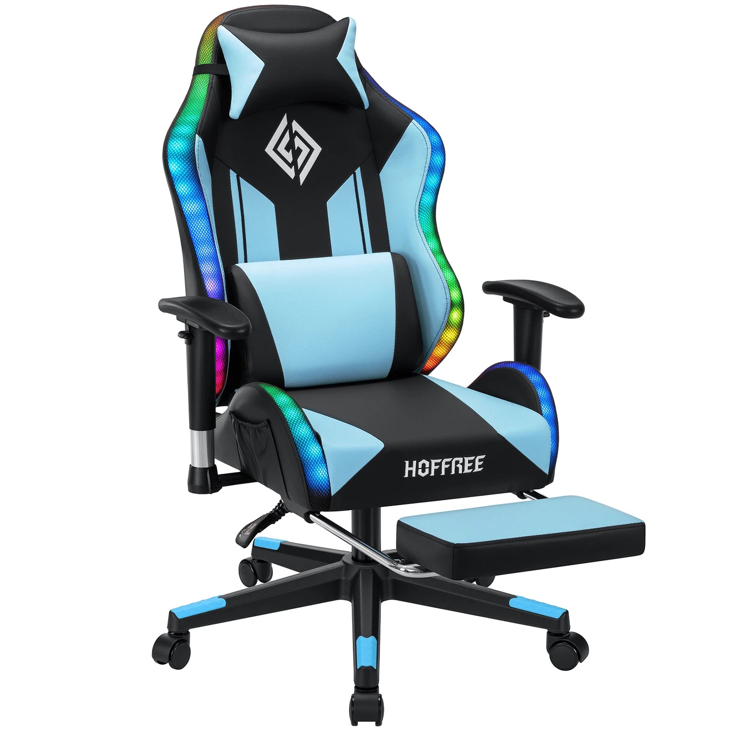 Adjustable Gamer Chair with LED Lighting, Footrest & Lumbar Support