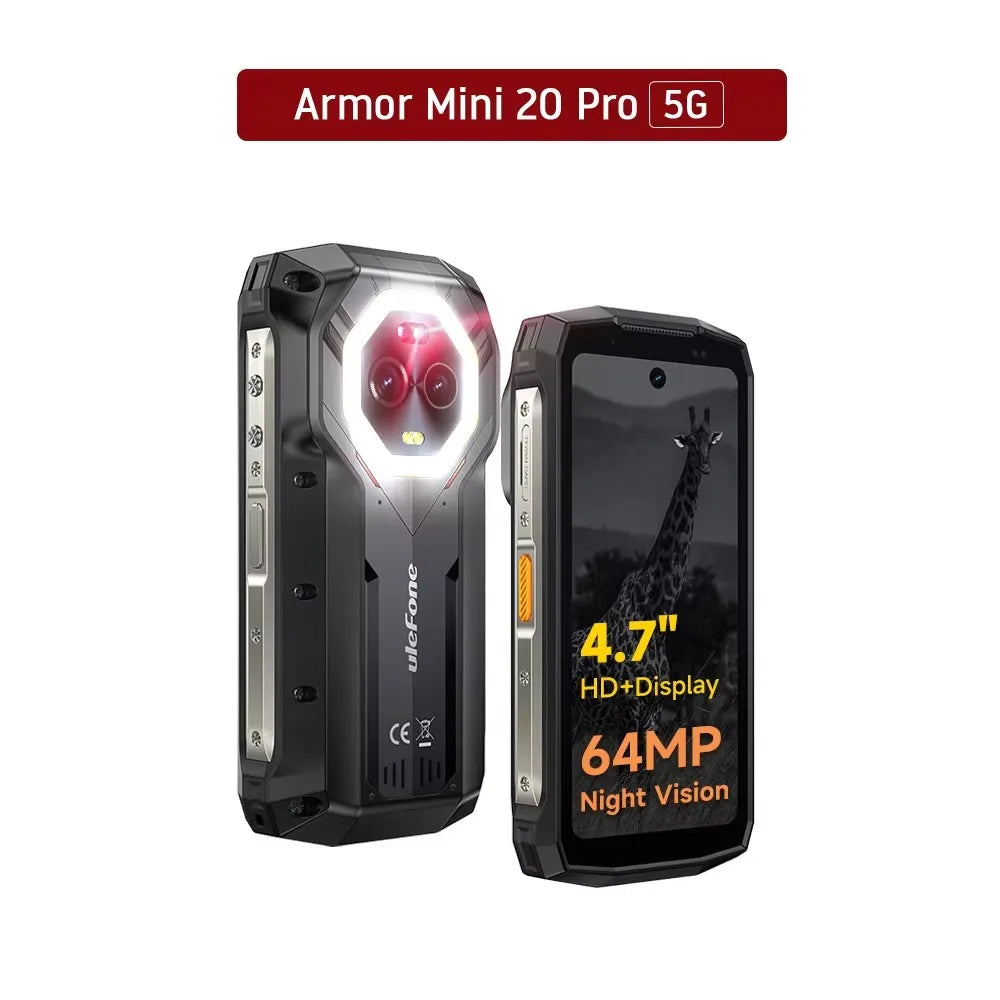 Ulefone Armor Mini 20 Pro 5G 4.7' Rugged Phone 64MP 6200mAh 16+256G