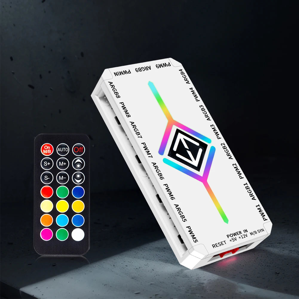 1 To 9 3 in 1 5V 3 Pin ARGB Controller Cooling Fan for PC