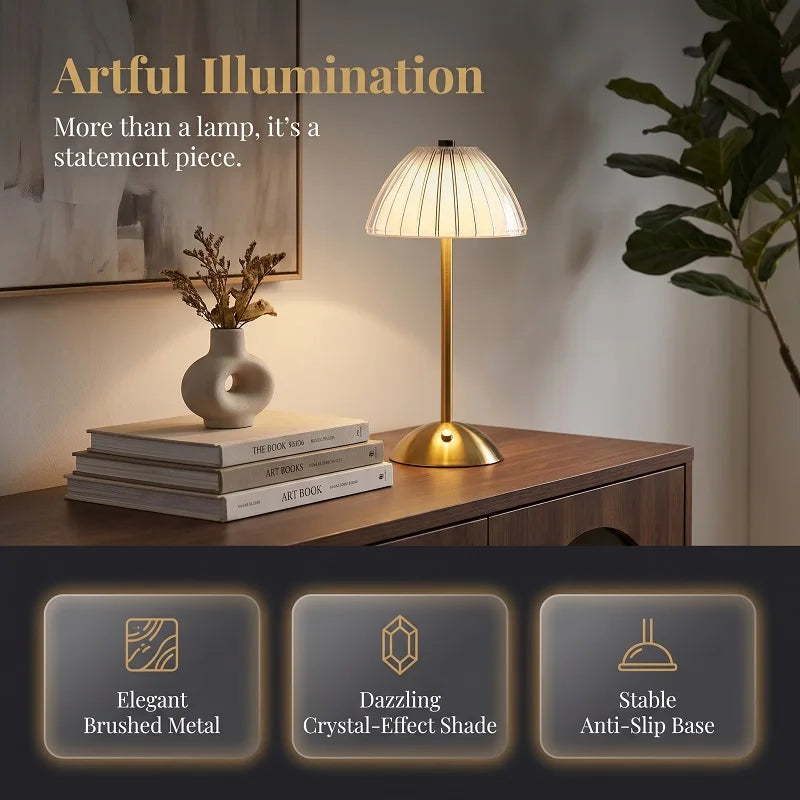 LED Table Lamp Cordless 3 Color Temperatures USB-C Charging Wireless