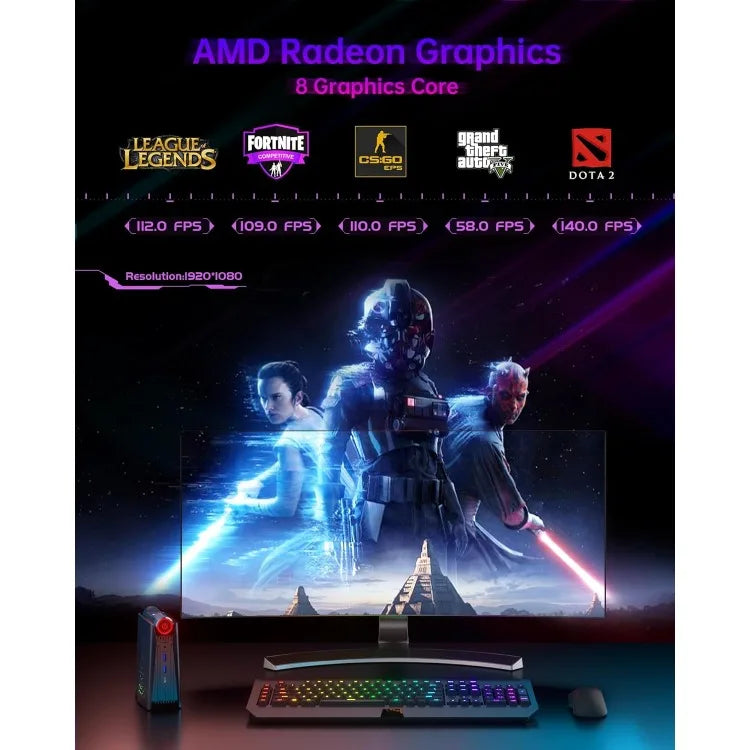 ACEMAGICIAN [Gaming PC] Ryzen Mini PC, AMD Ryzen 7 5700U(up to 4.3Ghz)