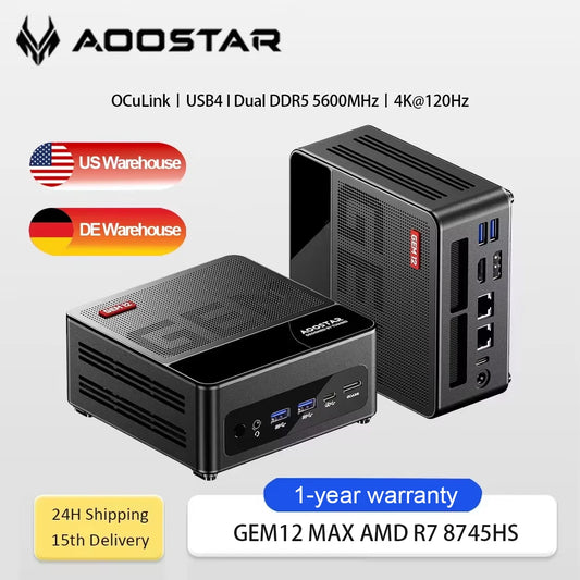 AOOSATR GEM12 Max Gaming Mini PC AMD Ryzen 7 8745HS