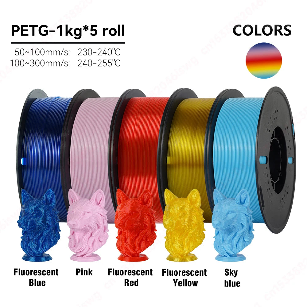 KINGROON 22LBS PETG filament 3D Printer Filament 5/10 Rolls 1KG