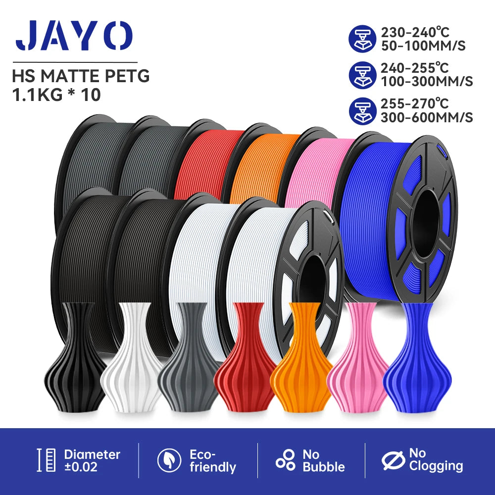 JAYO PETG/PLA PLUS/High Speed Matte PETG/PLA Filament 175mm 10 Rolls