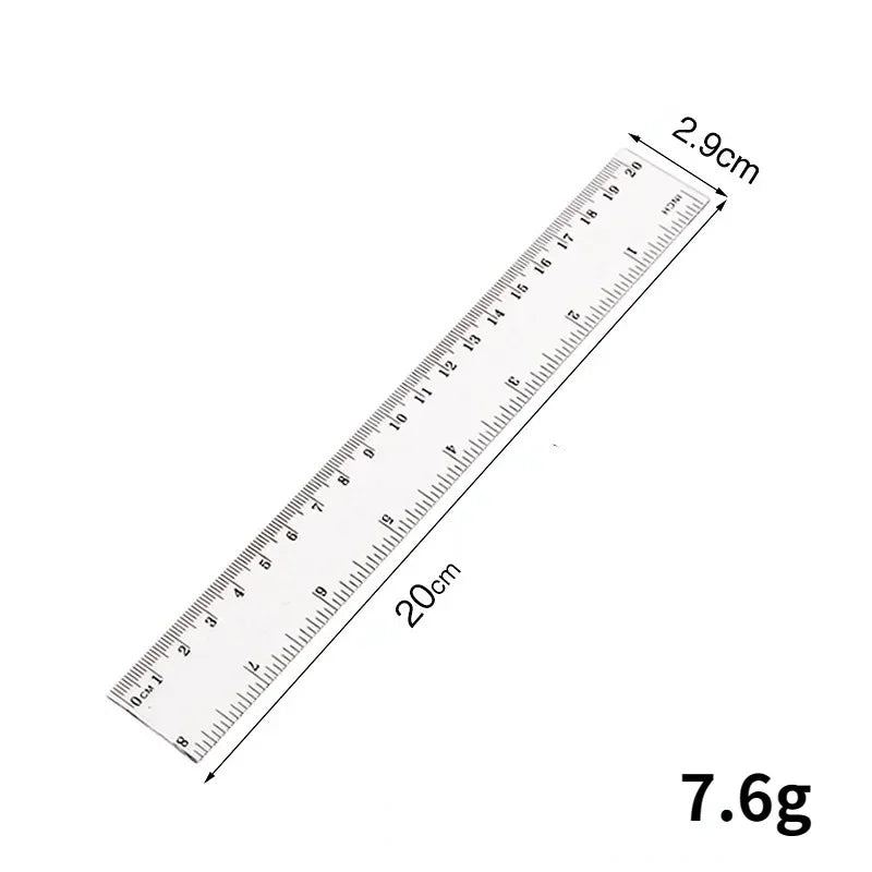 15/20/30cm Transparent Plastic Ruler for School & Office