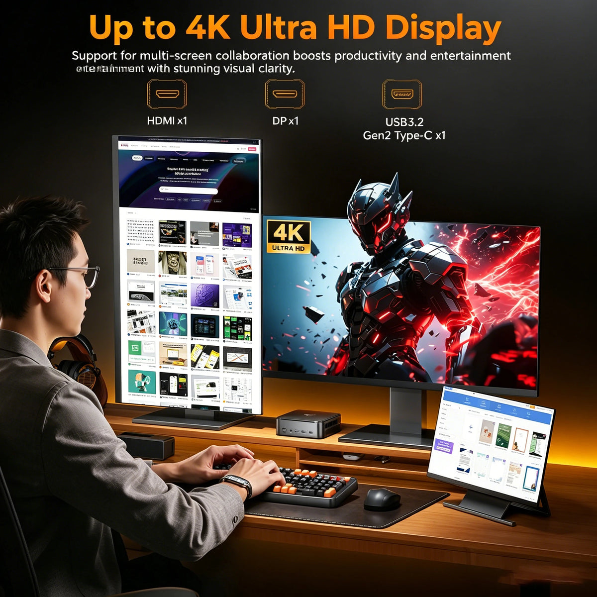 KAMRUI E3B AMD Ryzen 5 7530U Mini PC 16GB RAM 512GB ROM 4K Display