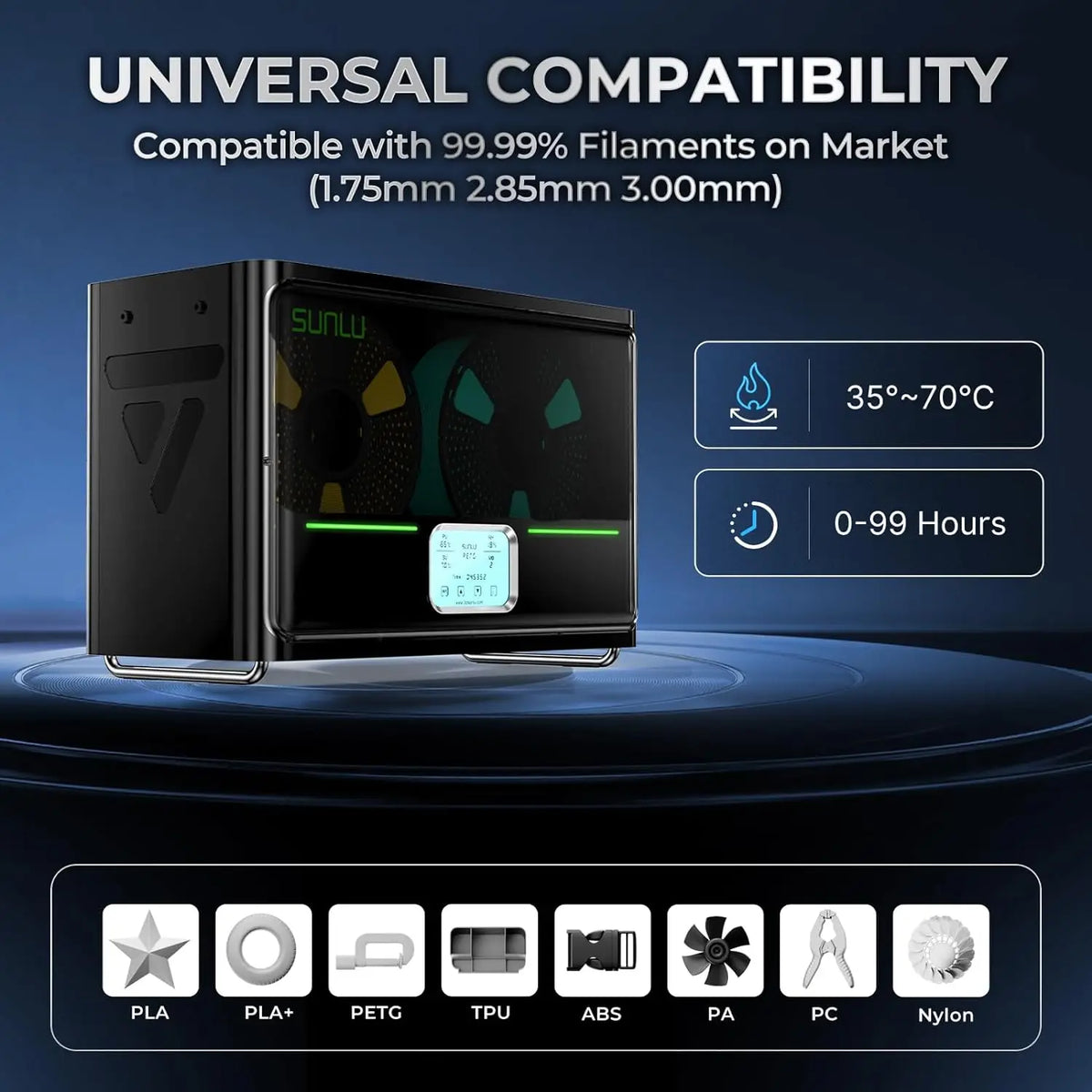 SUNLU S4 Filament Dryer Box 4 Spools Large Capacity Fast Heating 350W