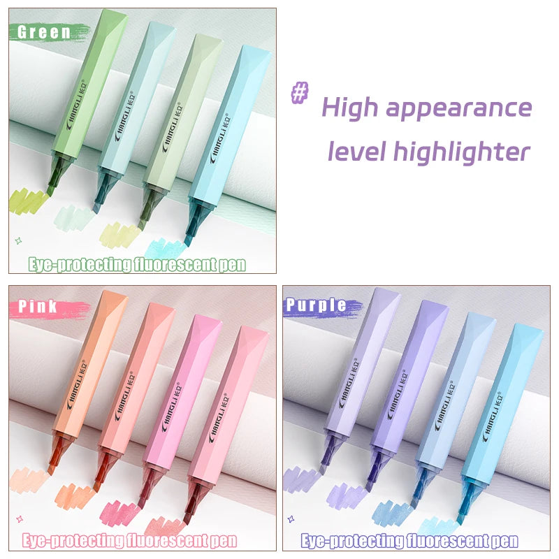 12 colorful highlighters, quick drying, suitable for drawing markers