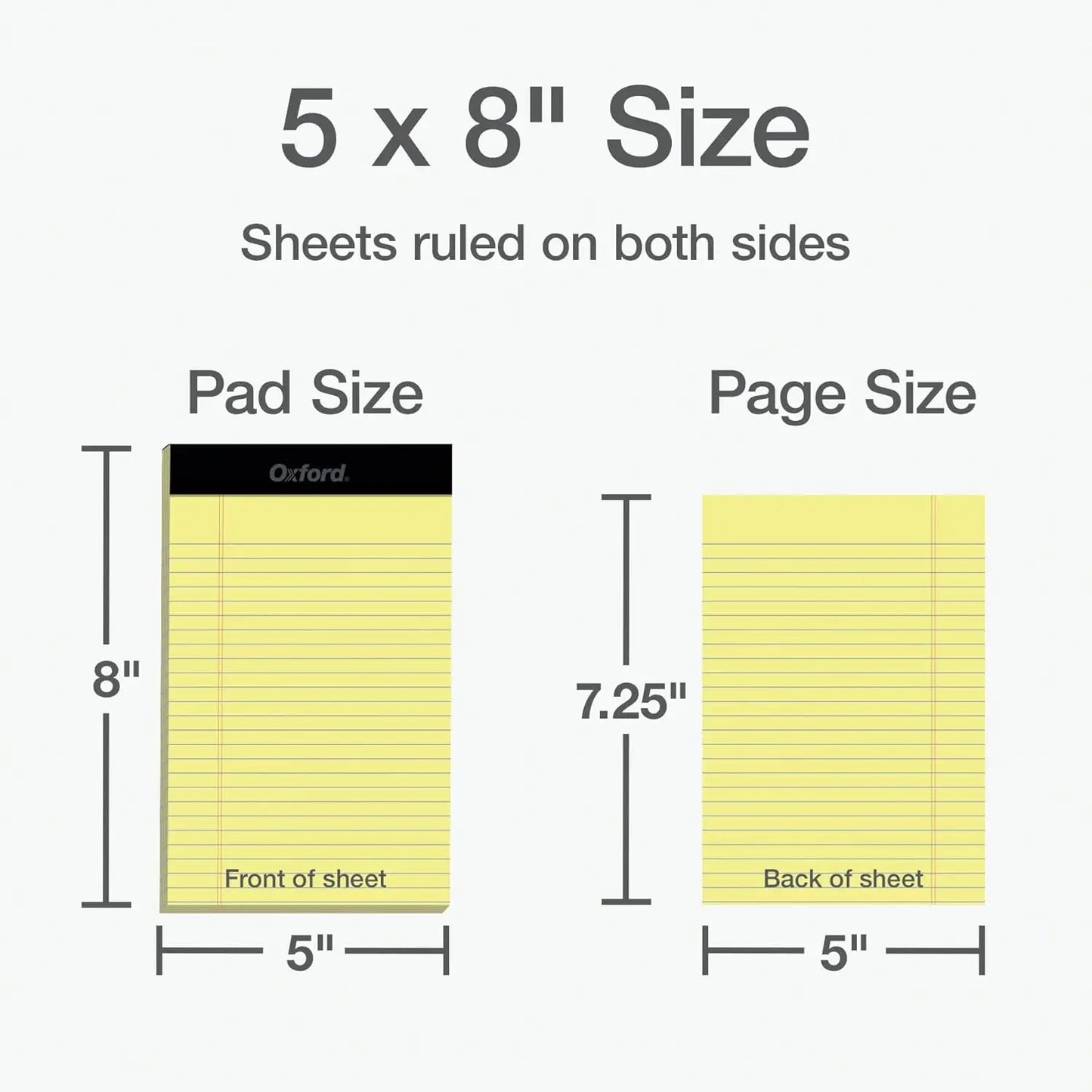 12-Pack Junior Legal Notepads, 5x8 Inches, Canary Yellow Paper