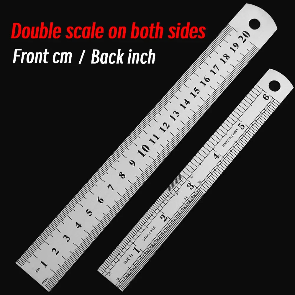 Metal Straight Edge Ruler, Stainless Steel Double-Sided Metric Scale