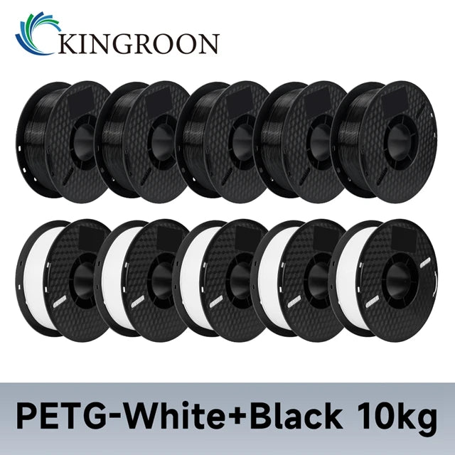 KINGROON 10KG PLA/ ABS/ PETG Filament 1.75mm Black White Gray, 10 Rolls